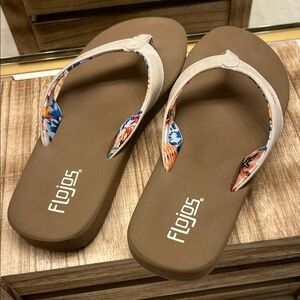 Flojos Brown Sandals with Vibrant Straps